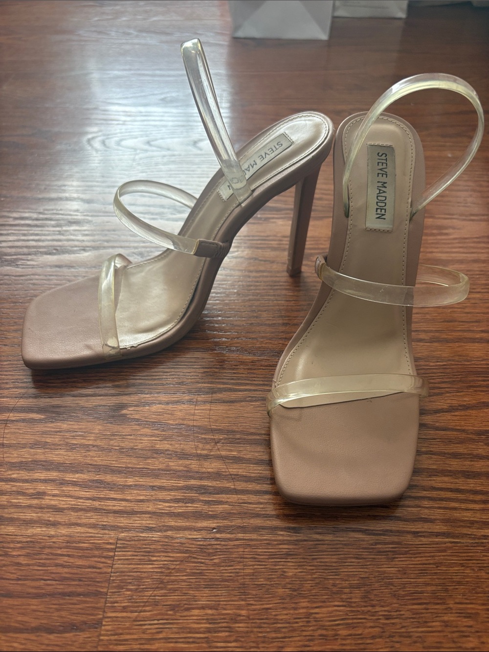 Steve Madden Clear Strap Nude Heels